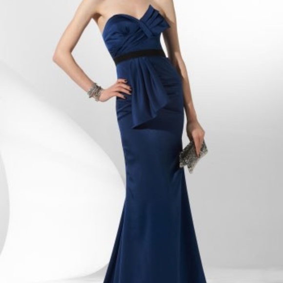 navy silk gown